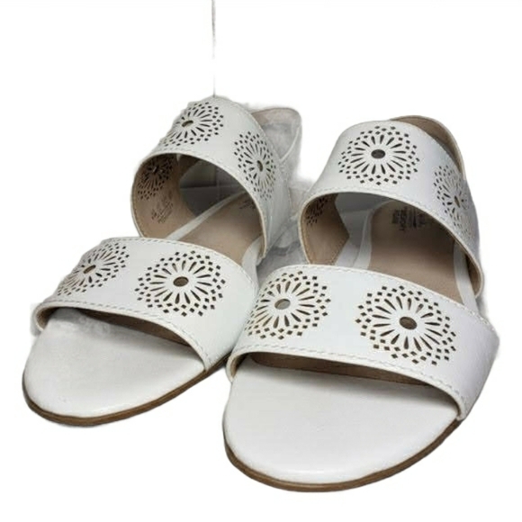 Corinne White Open Toe Stretch Slingback Sandals - Picture 4 of 10